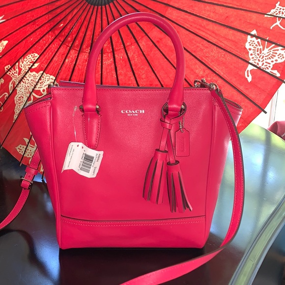 Coach Mini Tanner Cross Body Satchel Purse in Pink Scarlet - Picture 1 of 9